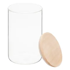 طقم برطمانات زجاج محكمة الإغلاق مع أغطية خشبية 5فايف (3 قطع)