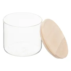 طقم برطمانات زجاج محكمة الإغلاق مع أغطية خشبية 5فايف (3 قطع)