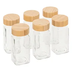 5Five Cozy Spice Jar with Bamboo Lid Set (6 Jars, 15.3 x 10.5 x 10.9 cm)