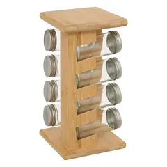 5Five Cozy Spice Jar Set with Bamboo Rack (13 x 13 x 29.5 cm, 8 Jars)