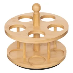 طقم برطمانات مع حامل خيزران دوار 5فايف كوزي سبايس (القطر 17 × 17.5 سم، 5 برطمانات)