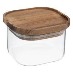 5Five Hermet Glass and Wood Square Jar (400 ml)