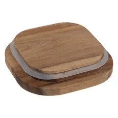 5Five Hermet Glass and Wood Square Jar (400 ml)
