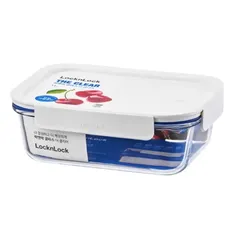 Lock & Lock The Clear Glass Square Food Container (White, 380 ml)