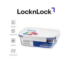 Lock & Lock The Clear Glass Square Food Container (White, 380 ml)