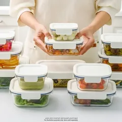 Lock & Lock The Clear Glass Square Food Container (White, 380 ml)
