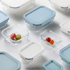 Lock & Lock The Clear Glass Square Food Container (White, 380 ml)