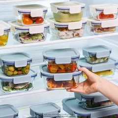 Lock & Lock The Clear Glass Rectangle Food Container (White, 2 L)