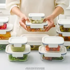 Lock & Lock The Clear Glass Rectangle Food Container (White, 2 L)