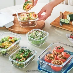 Lock & Lock The Clear Glass Rectangle Food Container (Mint, 2 L)