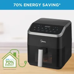 Midea Digital Air Fryer W/Clear Window, MAD-550F2APK (5 L, 1600 W)