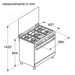Bosch Series 2 Freestanding 5-Burner Gas Cooker, HGV1D8W50M (60 x 90 x 85 cm)
