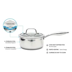 Prestige Infinity Tri Ply Stainless Steel Saucepan W/Lid (Dia. 18 cm)