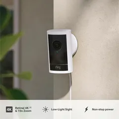 Ring Outdoor Plug-In Security Camera Pro 4K, B0DDRJJH9W (White)