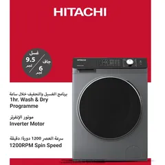 Hitachi Freestanding Front Load Washer Dryer, BD-D954HVOS (9.5 Kg Wash, 6 Kg Dry, 1400 rpm)