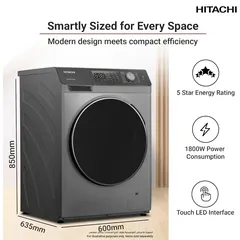 Hitachi Freestanding Front Load Washer Dryer, BD-D954HVOS (9.5 Kg Wash, 6 Kg Dry, 1400 rpm)