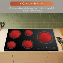 Ariston 5-Zone Built-In Electric Ceramic Hob, HR9020B (‎56.8 x 96.2 x 14.3 cm)