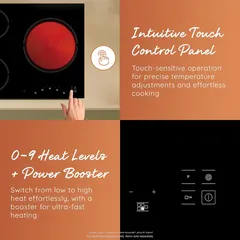 Ariston 5-Zone Built-In Electric Ceramic Hob, HR9020B (‎56.8 x 96.2 x 14.3 cm)