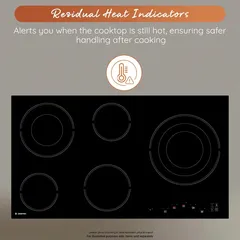 Ariston 5-Zone Built-In Electric Ceramic Hob, HR9020B (‎56.8 x 96.2 x 14.3 cm)