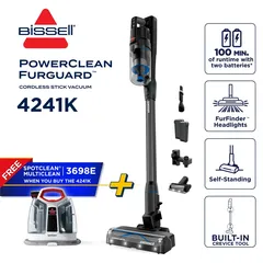 Bissell Powerclean Furguard Cordless Stick Vacuum Cleaner, 4241K W/SpotClean, 3698E Bundle