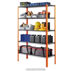 Ace 5-Tier Metal Shelf (Black & Orange, 120 x 45 x 180 cm)