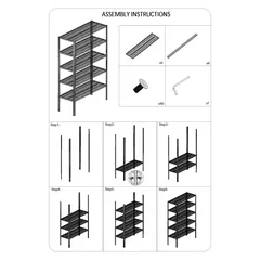 Ace 5-Tier Metal Shelf (Black & Orange, 120 x 45 x 180 cm)
