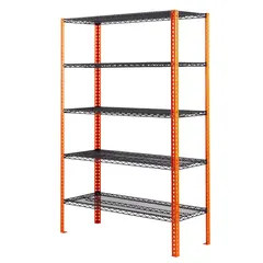 Ace 5-Tier Metal Shelf (Black & Orange, 150 x 60 x 180 cm)