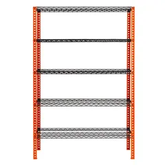 Ace 5-Tier Metal Shelf (Black & Orange, 150 x 60 x 180 cm)