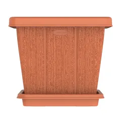 Cosmoplast Cedargrain Square Plant Pot W/Tray (Terra Cotta, 20 L)