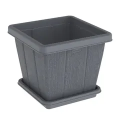 أصيص نباتات مربع مع صينية كوزموبلاست سيدرجرين (رمادي، 20 لتر)