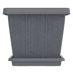 أصيص نباتات مربع مع صينية كوزموبلاست سيدرجرين (رمادي، 20 لتر)