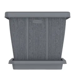 Cosmoplast Cedargrain Square Plant Pot W/Tray (Grey, 30 L)