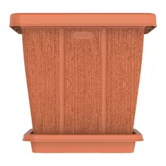 Cosmoplast Cedargrain Square Plant Pot W/Tray (Terra Cotta, 45 L)