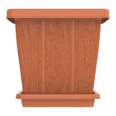 Cosmoplast Cedargrain Square Plant Pot W/Tray (Terra Cotta, 45 L)