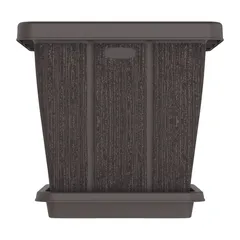 Cosmoplast Cedargrain Square Plant Pot W/Tray (Dark Brown, 45 L)