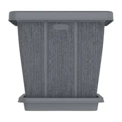 Cosmoplast Cedargrain Square Plant Pot W/Tray (45 L, Grey)