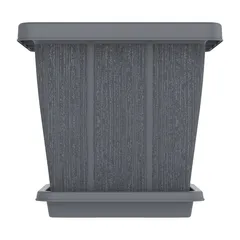Cosmoplast Cedargrain Square Plant Pot W/Tray (45 L, Grey)