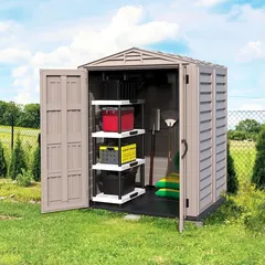 Duramax Aluminium & Vinyl Plastic Storage Shed (Adobe, 171 x 161 x 210 cm)