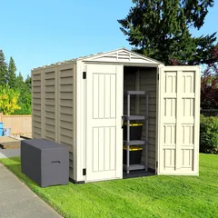 Duramax Aluminium & Vinyl Plastic Storage Shed (Ivory, 250 x 161 x 210 cm)