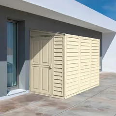 Duramax Aluminium & Vinyl Plastic Storage Shed (Ivory, 242 x 122 x 187.5 cm)