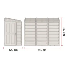 Duramax Aluminium & Vinyl Plastic Storage Shed (Adobe, 242 x 122 x 187.5 cm)