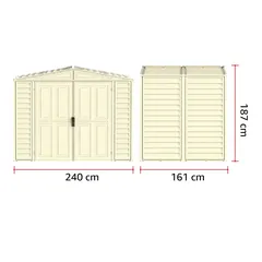 Duramax Aluminium & Vinyl Plastic Storage Shed (Ivory, 240 x 163 x 187.5 cm)