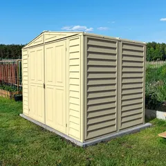 Duramax Aluminium & Vinyl Plastic Storage Shed (Ivory, 240 x 163 x 187.5 cm)