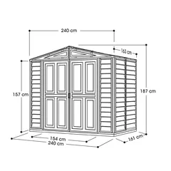 Duramax Aluminium & Vinyl Plastic Storage Shed (Ivory, 240 x 163 x 187.5 cm)