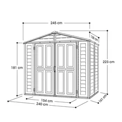 Duramax Aluminium & Vinyl Plastic Storage Shed (Adobe, 245 x 168 x 222 cm)