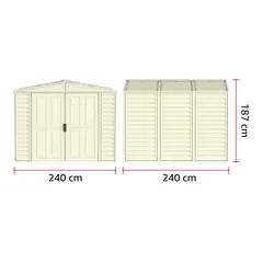 Duramax Aluminium & Vinyl Plastic Storage Shed (Ivory, 240 x 242 x 187.5 cm)