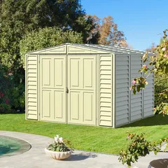 Duramax Aluminium & Vinyl Plastic Storage Shed (Ivory, 240 x 242 x 187.5 cm)