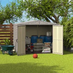 Duramax Aluminium & Vinyl Plastic Storage Shed (Adobe, 240 x 242 x 187.5 cm)