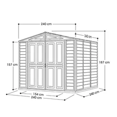 Duramax Aluminium & Vinyl Plastic Storage Shed (Adobe, 240 x 242 x 187.5 cm)