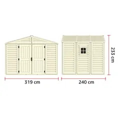 Duramax Aluminium & Vinyl Plastic Storage Shed (Ivory, 325 x 247 x 233 cm)